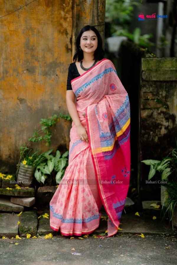 প্রিমিয়াম বুটিক শাড়ি, এম্বয়ডারী এবং সুতার কাজ করা সাথে রানিং ব্লাউস পিস থাকবে (Code PBS221) - Image 2