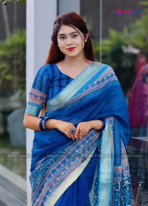 লাক্সারি সফ্ট সিল্ক - জরি সুতা কাতান পারের প্রিমিয়াম শাড়ি – (কোড 405)