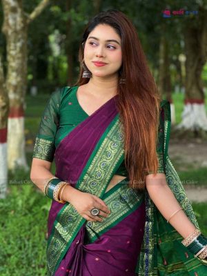 বাহারি দেশীয় সফট কটন সুতি শাড়ি - সুতার কাজের অনন্য সৌন্দর্য! (কোড: 610)
