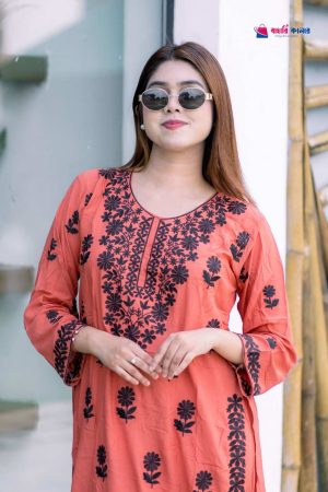 এক্সপোর্ট রয়েল লিলেন টু-পিস সেট – হালকা সফট, অল-ওভার এমব্রয়ডারি কাজ (DT04)