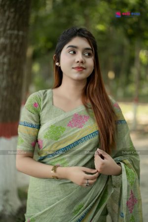 বাহারি প্রিমিয়াম কটন শাড়ি - সাথে ম্যাচিং ব্লাউজ পিস ফ্রি! (Code-611)