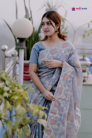 বাহারি কালার এলিগেন্ট জামদানি শাড়ি — নান্দনিক ও ক্লাসিক ডিজাইন (কোড 02)