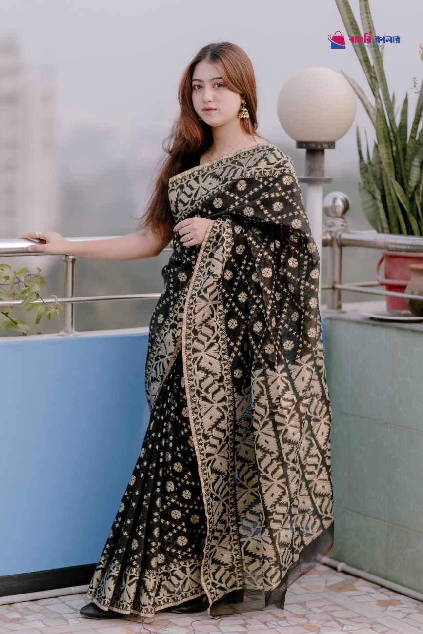 বাহারি কালার এলিগেন্ট জামদানি শাড়ি — নান্দনিক ও ক্লাসিক ডিজাইন (কোড 03) - Image 3