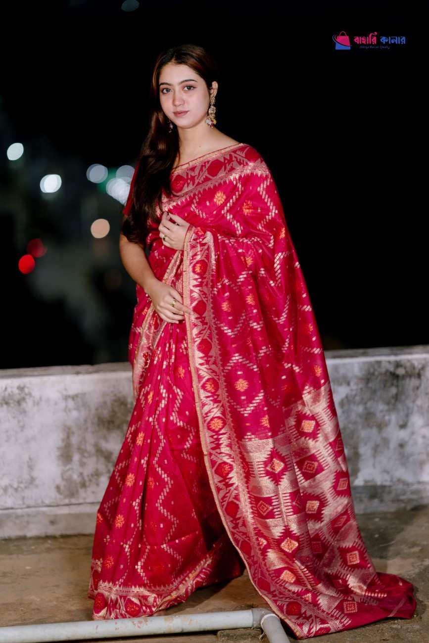 বাহারি কালার এলিগেন্ট জামদানি শাড়ি — নান্দনিক ও ক্লাসিক ডিজাইন (কোড 04) - Image 2