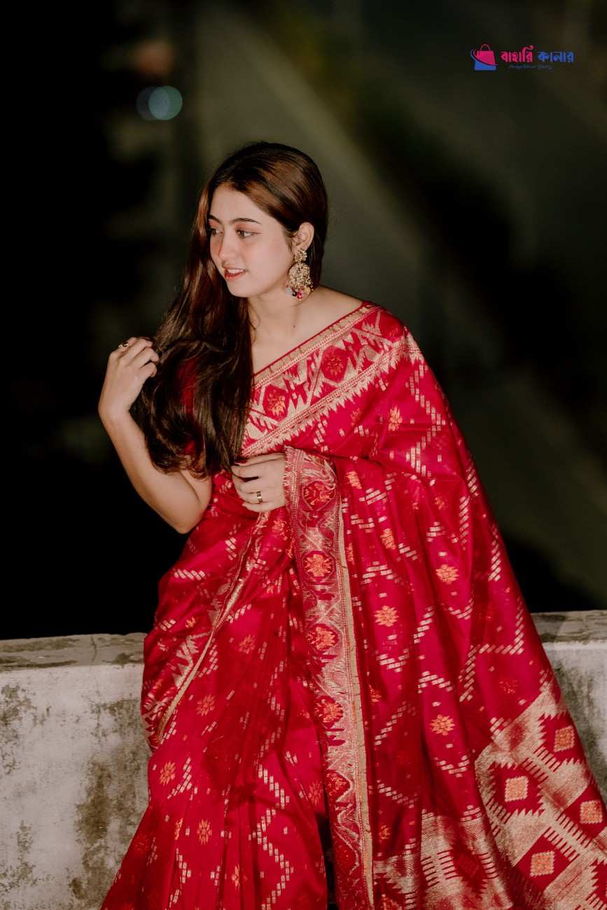 বাহারি কালার এলিগেন্ট জামদানি শাড়ি — নান্দনিক ও ক্লাসিক ডিজাইন (কোড 04) - Image 3