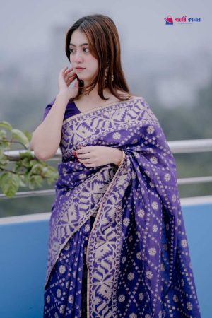 বাহারি কালার এলিগেন্ট জামদানি শাড়ি — নান্দনিক ও ক্লাসিক ডিজাইন (কোড 06)