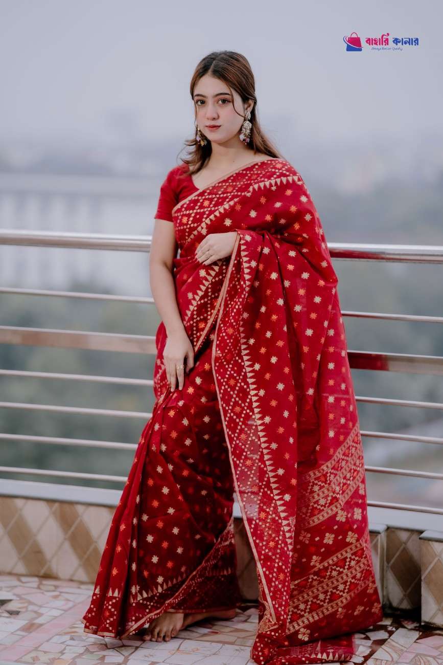 বাহারি কালার এলিগেন্ট জামদানি শাড়ি — নান্দনিক ও ক্লাসিক ডিজাইন (কোড 07) - Image 2