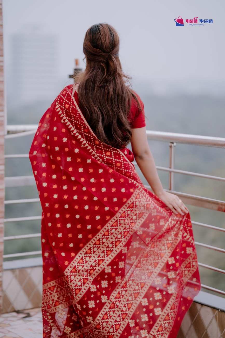 বাহারি কালার এলিগেন্ট জামদানি শাড়ি — নান্দনিক ও ক্লাসিক ডিজাইন (কোড 07) - Image 3