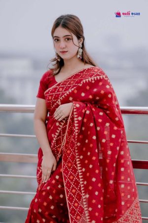 বাহারি কালার এলিগেন্ট জামদানি শাড়ি — নান্দনিক ও ক্লাসিক ডিজাইন (কোড 07)