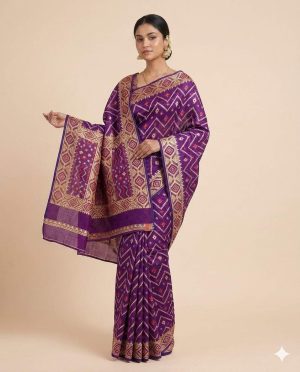 বাহারি কালার এলিগেন্ট জামদানি শাড়ি — নান্দনিক ও ক্লাসিক ডিজাইন (কোড 02)