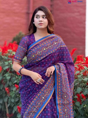 প্রিমিয়াম বুটিক শাড়ি, এম্বয়ডারী এবং সুতার কাজ করা সাথে রানিং ব্লাউস পিস থাকবে (Code PBS242)