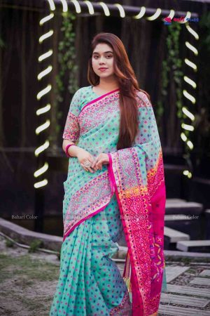 প্রিমিয়াম বুটিক শাড়ি, এম্বয়ডারী এবং সুতার কাজ করা সাথে রানিং ব্লাউস পিস থাকবে (Code PBS244)