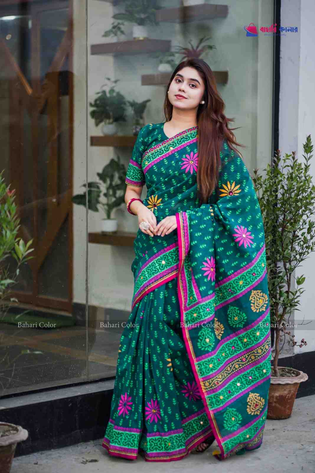 প্রিমিয়াম বুটিক শাড়ি, এম্বয়ডারী এবং সুতার কাজ করা সাথে রানিং ব্লাউস পিস থাকবে (Code PBS241) - Image 4