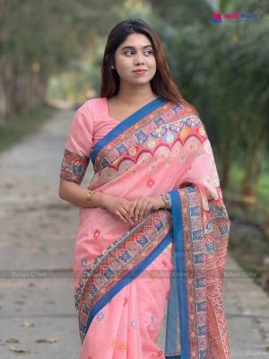 বাহারি ডিজিটাল প্রিন্টেড সফট সিল্ক শাড়ি – (কোড 412)