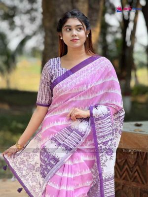 বাহারি ডিজিটাল প্রিন্টেড সফট সিল্ক শাড়ি – (কোড 411)