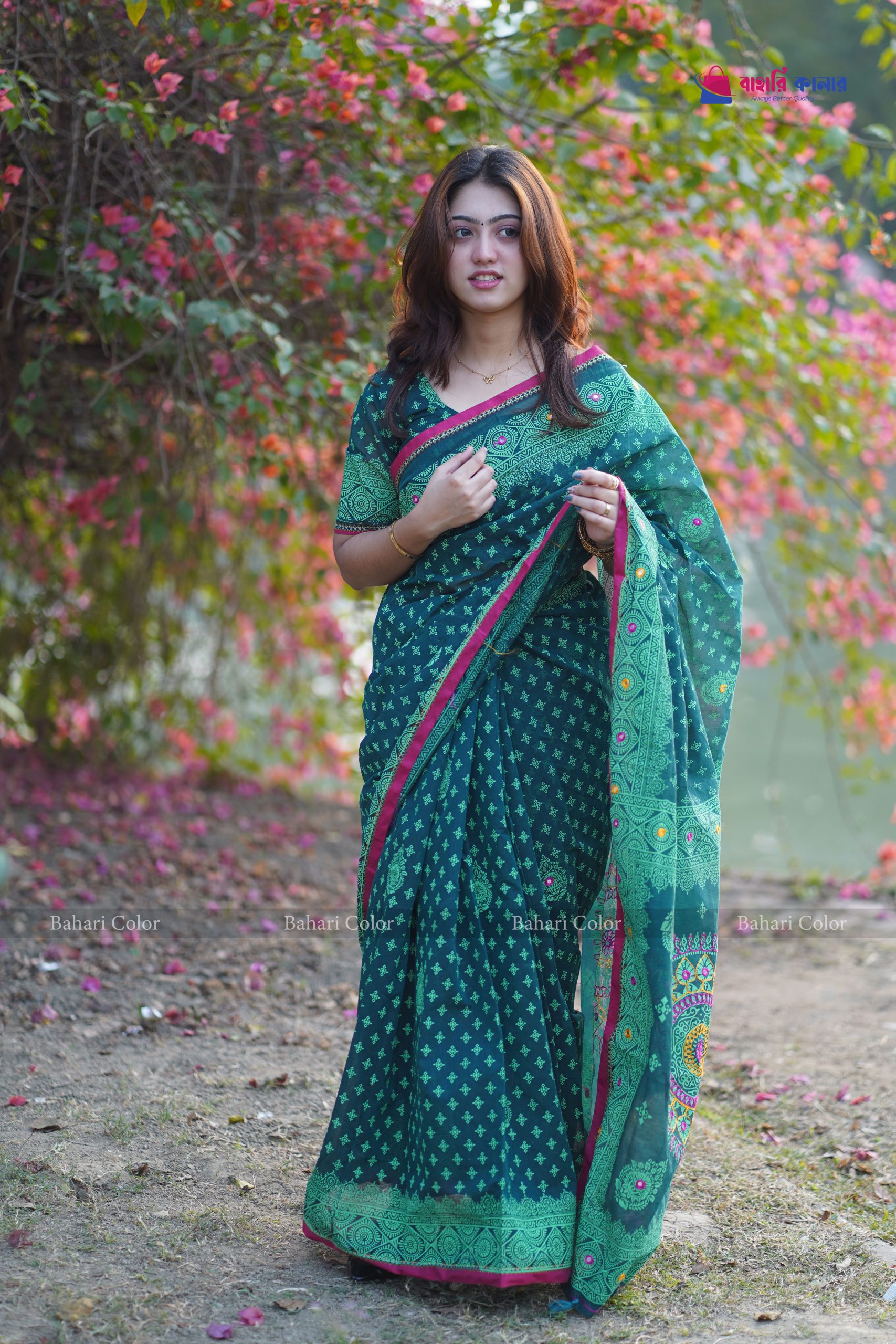 প্রিমিয়াম বুটিক শাড়ি, এম্বয়ডারী এবং সুতার কাজ করা সাথে রানিং ব্লাউস পিস থাকবে (Code PBS229) - Image 2