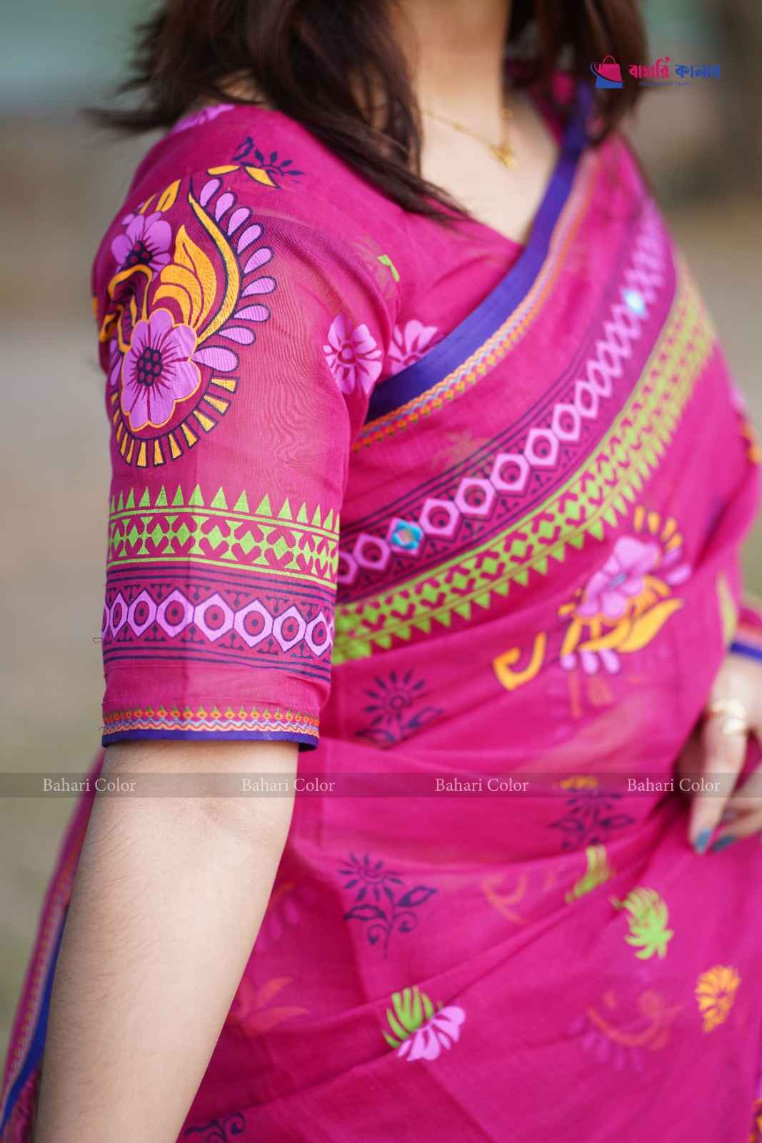 প্রিমিয়াম বুটিক শাড়ি, এম্বয়ডারী এবং সুতার কাজ করা সাথে রানিং ব্লাউস পিস থাকবে (Code PBS230) - Image 5