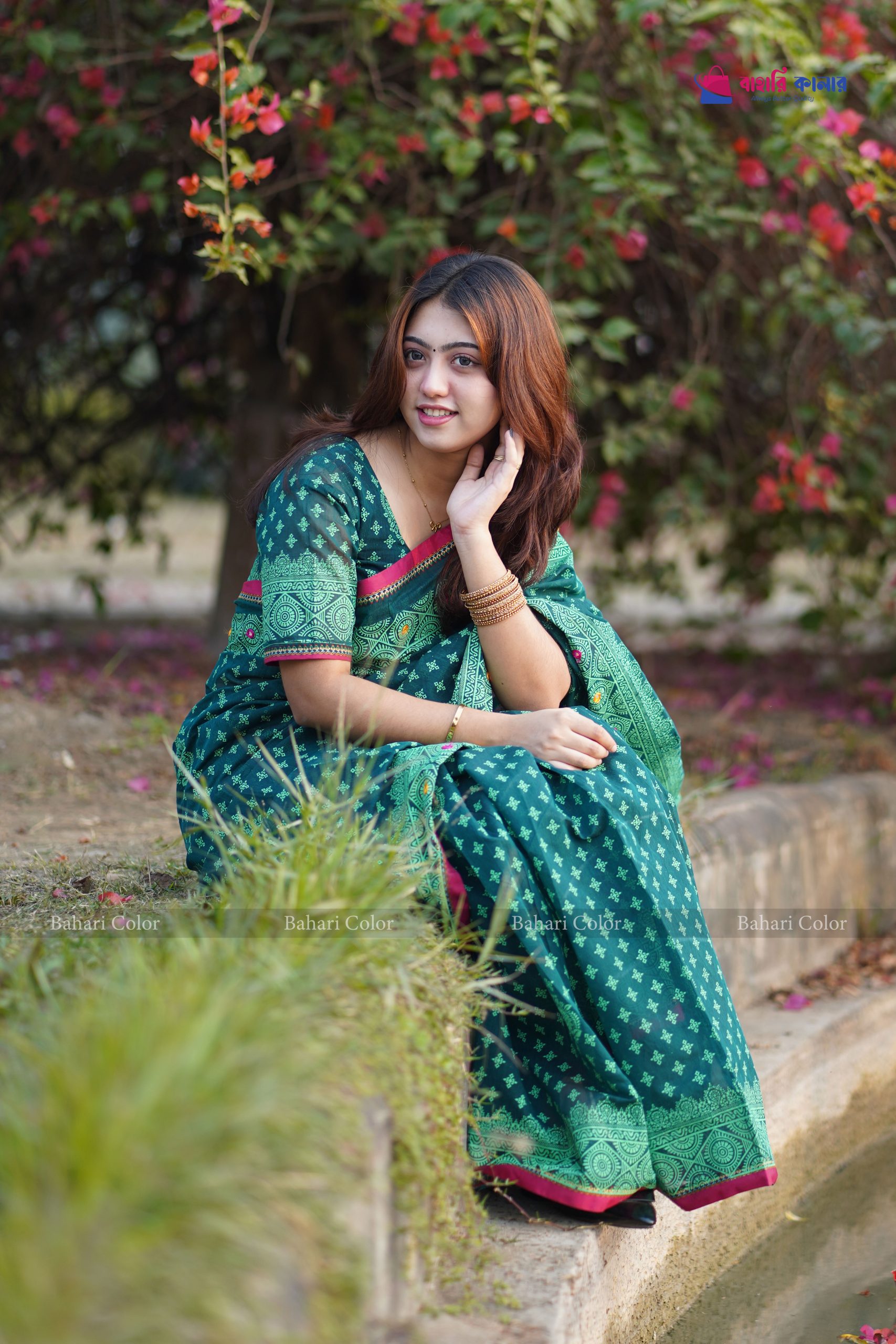 প্রিমিয়াম বুটিক শাড়ি, এম্বয়ডারী এবং সুতার কাজ করা সাথে রানিং ব্লাউস পিস থাকবে (Code PBS229) - Image 5