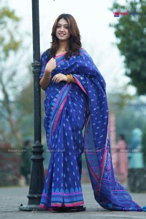 প্রিমিয়াম বুটিক শাড়ি, এম্বয়ডারী এবং সুতার কাজ করা সাথে রানিং ব্লাউস পিস থাকবে (Code PBS233)