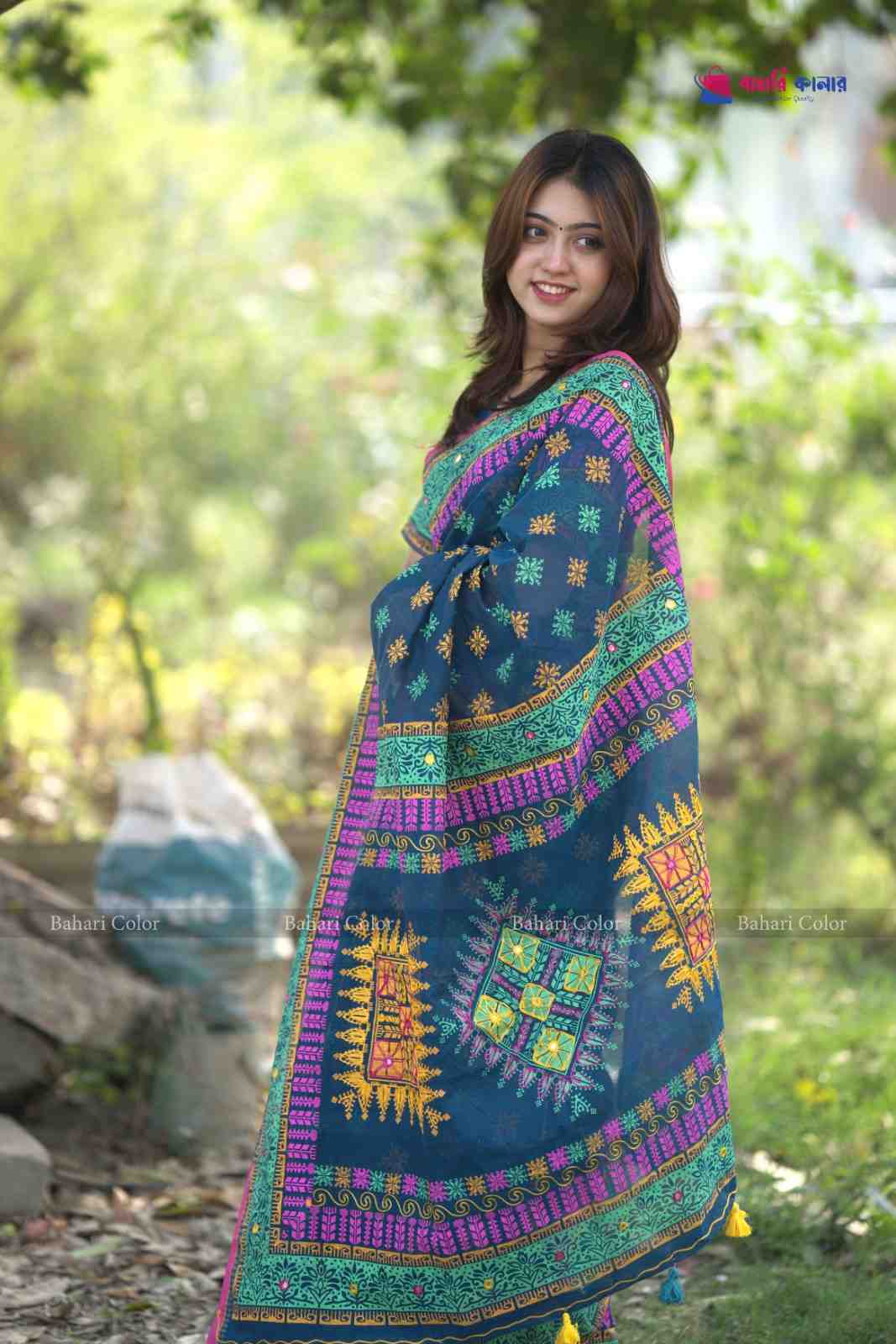 প্রিমিয়াম বুটিক শাড়ি, এম্বয়ডারী এবং সুতার কাজ করা সাথে রানিং ব্লাউস পিস থাকবে (Code PBS238) - Image 2