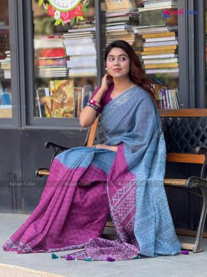 বাহারি ডিজিটাল প্রিন্টেড সফট সিল্ক শাড়ি – (কোড 413)