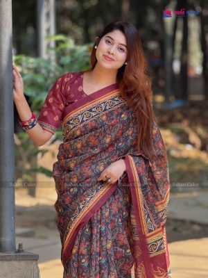 বাহারি ডিজিটাল প্রিন্টেড সফট সিল্ক শাড়ি – (কোড 415)