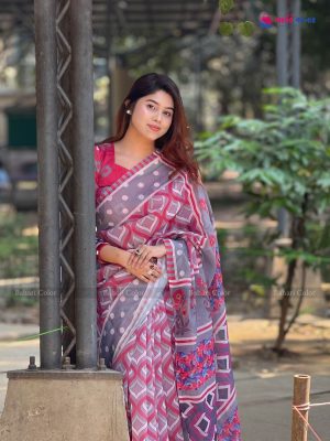 বাহারি ডিজিটাল প্রিন্টেড সফট সিল্ক শাড়ি – (কোড 414)