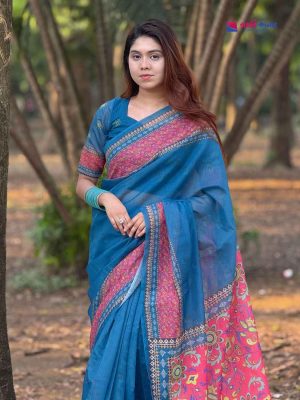 বাহারি ডিজিটাল প্রিন্টেড সফট সিল্ক শাড়ি – (কোড 418)