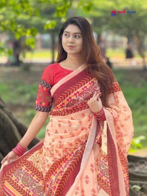 বাহারি ডিজিটাল প্রিন্টেড সফট সিল্ক শাড়ি – (কোড 419)