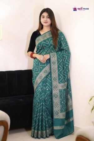 বাহারি কালার এলিগেন্ট জামদানি শাড়ি — নান্দনিক ও ক্লাসিক ডিজাইন (কোড 03)