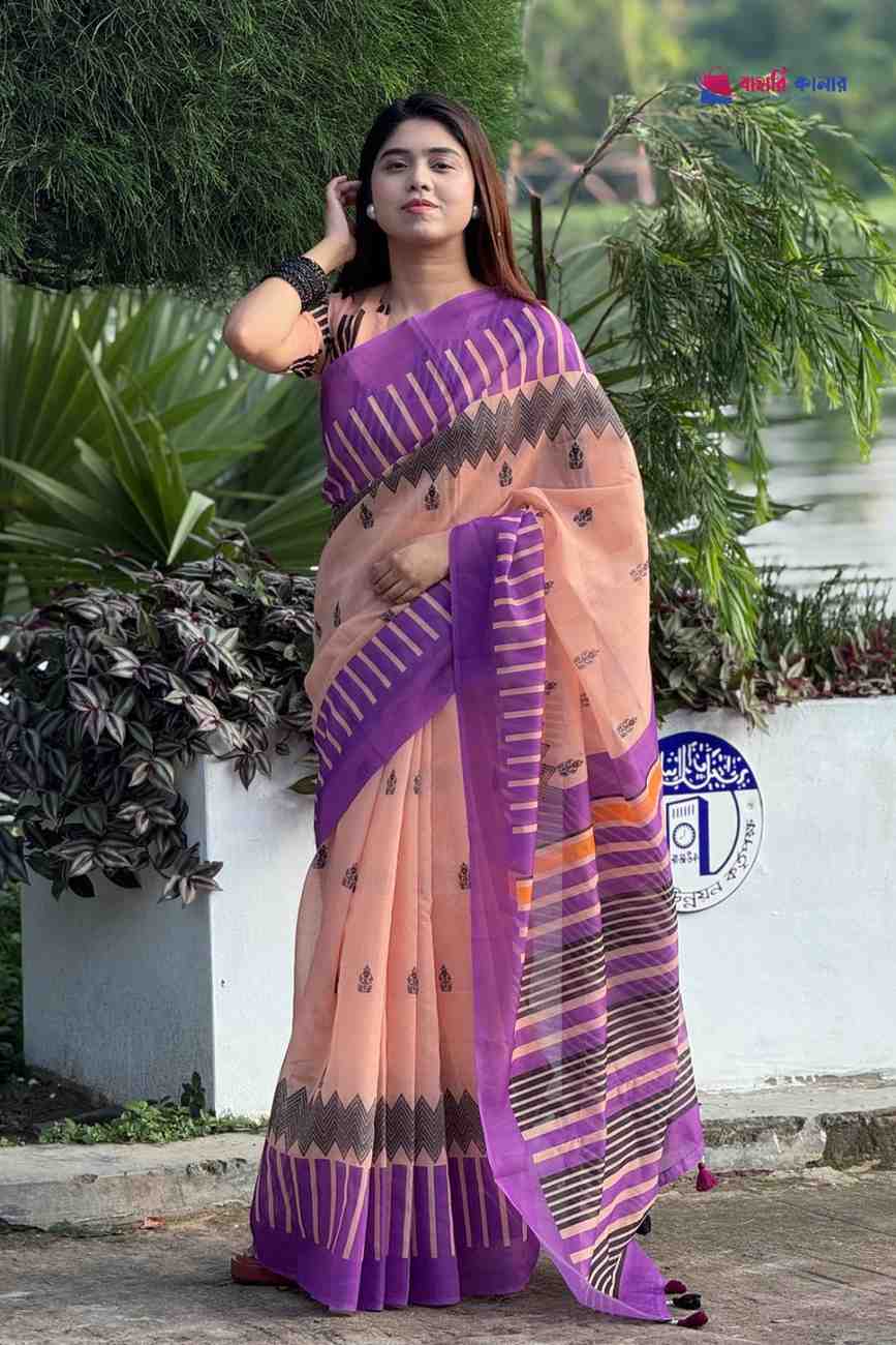 বাহারি ডিজিটাল প্রিন্টেড সফট সিল্ক শাড়ি – (কোড 420) - Image 3