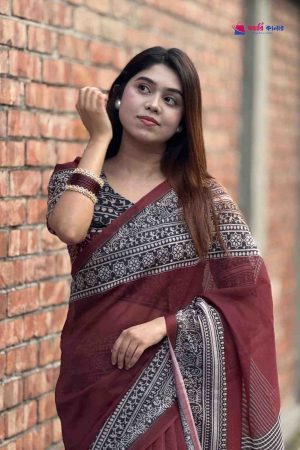 বাহারি ডিজিটাল প্রিন্টেড সফট সিল্ক শাড়ি – (কোড 424)