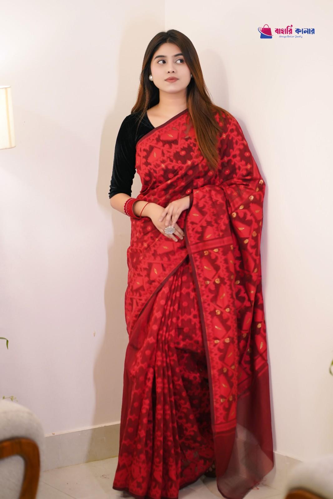 বাহারি কালার এলিগেন্ট জামদানি শাড়ি — নান্দনিক ও ক্লাসিক ডিজাইন (কোড 13) - Image 4