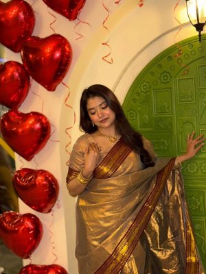 ১৪ হাত ইন্ডিয়ান লামা সিল্ক কটন শাড়ি