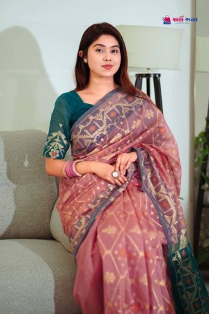 বাহারি কালার এলিগেন্ট জামদানি শাড়ি — নান্দনিক ও ক্লাসিক ডিজাইন (কোড 25)