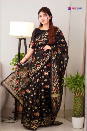 বাহারি কালার এলিগেন্ট জামদানি শাড়ি — নান্দনিক ও ক্লাসিক ডিজাইন (কোড 21)