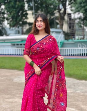 প্রিমিয়াম বুটিক শাড়ি, এম্বয়ডারী এবং সুতার কাজ করা সাথে রানিং ব্লাউস পিস থাকবে (Code PBS248)