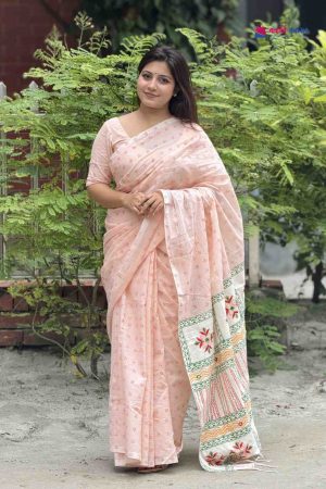 প্রিমিয়াম এমব্রয়ডারি কোটা কটন শাড়ি সাথে রানিং ব্লাউস পিস থাকবে (Code KC905)