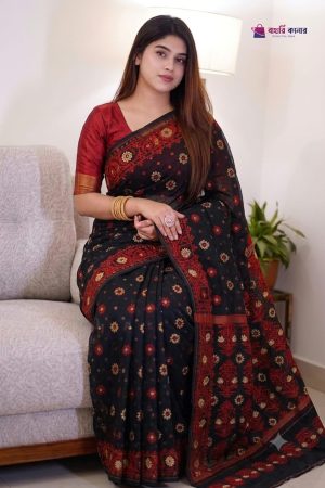 বাহারি কালার এলিগেন্ট জামদানি শাড়ি — নান্দনিক ও ক্লাসিক ডিজাইন (কোড 29)
