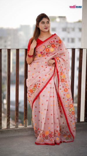 প্রিমিয়াম বুটিক শাড়ি, এম্বয়ডারী এবং সুতার কাজ করা সাথে রানিং ব্লাউস পিস থাকবে (Code 259)