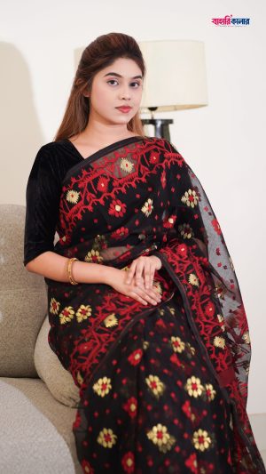 বাহারি কালার এলিগেন্ট জামদানি শাড়ি — নান্দনিক ও ক্লাসিক ডিজাইন (কোড 36)